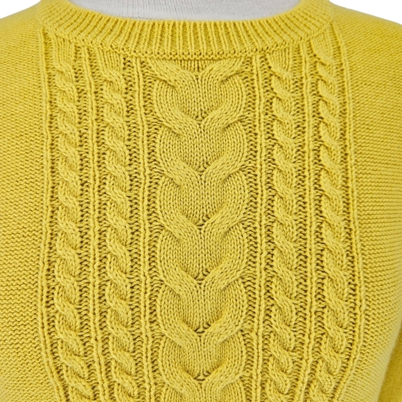 Brooks Brothers Sweater Wool Yellow Long Sleeve Cable Knit Pullover Small - Picture 2 of 7